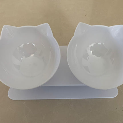 15° Adjustable Cat Bowl with Transparent PC Dish – Single or Double Feeding Bowl for Cats