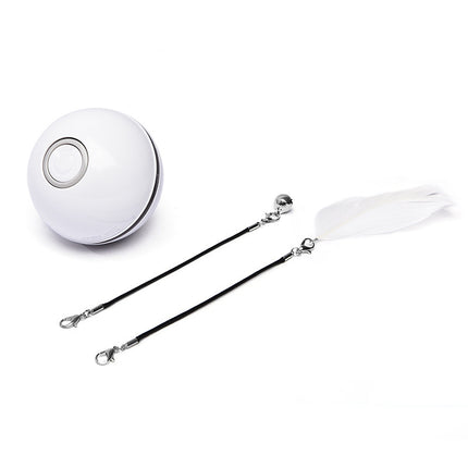 LED Laser Rolling Cat Toy Ball – 360° Smart Interactive Ball with Feathers, Catnip & USB Rechargeable