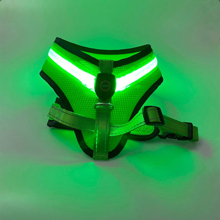LED Luminous Dog Harness USB Charging Chest Strap Vest Pet Safety Reflective Harness for Puppy and Large Dogs