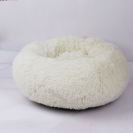 Plush Donut Pet Nest Bed – Soft Calming Round Bed for Dogs & Cats in Multiple Sizes