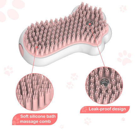 3-in-1 Soft Silicone Pet Bath Brush with Shampoo Dispenser for Dogs & Cats