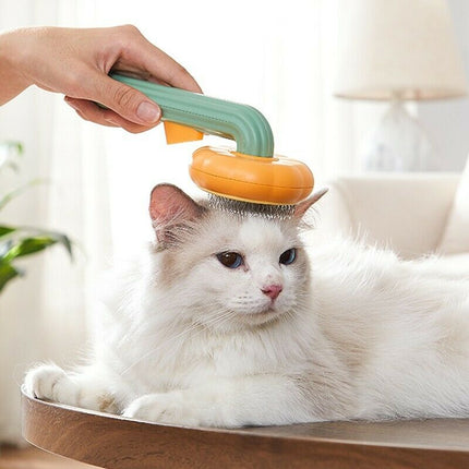 Pet Pumpkin Self-Cleaning Slicker Brush for Dogs & Cats – Waterproof Grooming Brush for Loose Hair, Undercoat & Tangles