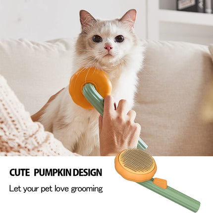 Pet Pumpkin Self-Cleaning Slicker Brush for Dogs & Cats – Waterproof Grooming Brush for Loose Hair, Undercoat & Tangles