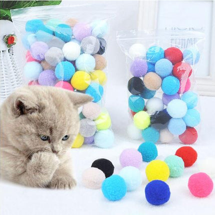 Plush Pom Pom Cat Toy Balls Interactive Soft Fleece Kitten Play Toys