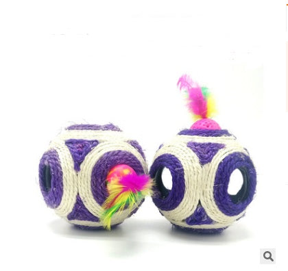 Handmade Wooden Cat Stick Toy Set | Mouse, Feather, Sisal Ball & Interactive Cat Toys