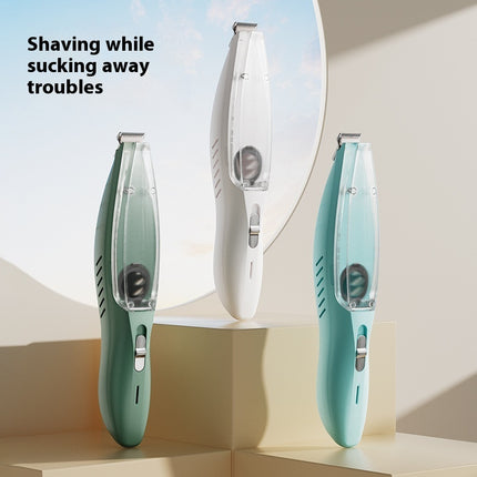 USB Rechargeable Pet Hair Suction Shaver with Vacuum Cleaner, Low Noise Grooming Trimmer for Cats & Dogs