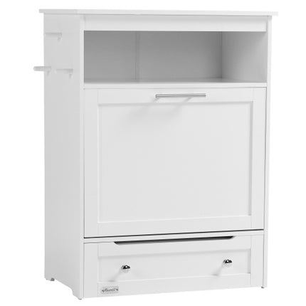 PawHut Pet Feeder Station Locker with Raised Bowls & Storage Cabinet – White MDF Dog Feeding Station