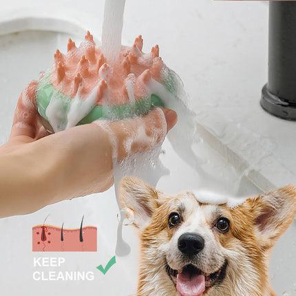 2-in-1 Silicone Pet Bath Brush with Shampoo Dispenser – Dog & Cat Cleaning Massage Grooming Brush
