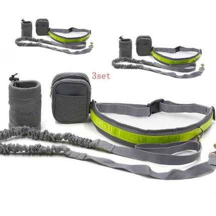 Adjustable Hands-Free Dog Running Leash with Waist Belt – Nylon Retractable Traction Set