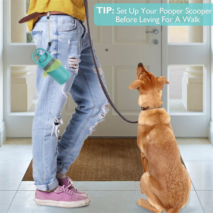 Portable Dog Pooper Scooper with Built-in Poop Bag Dispenser, Lightweight Eight-Claw Waste Pickup Tool