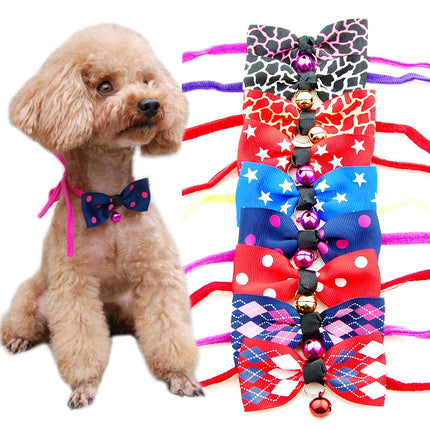 Adjustable Pet Bow Tie Collar with Bell for Dogs & Cats – Polyester Neck Accessory