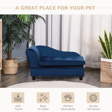 Luxury Blue Small Dog Bed with Hidden Storage – Cozy Pet Sofa for Dogs & Cats