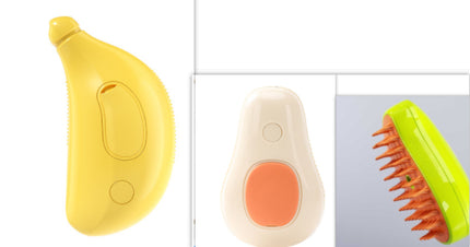3-in-1 Steamy Cat & Dog Grooming Brush – Electric Spray Massage Hair Removal Comb (Avocado Shape)