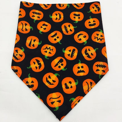 Halloween Pet Bandana Triangle Scarf for Dogs & Cats, Polyester Saliva Towel with Festive Prints