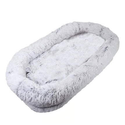 Human Dog Bed – Washable Faux Fur Orthopedic Dog Bed for People & Pets (71"x45"x14", Grey)