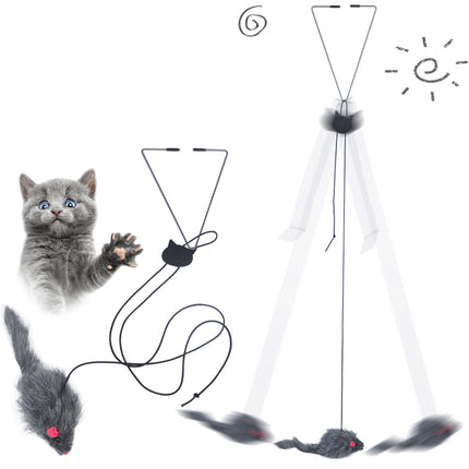 Pet Telescopic Hanging Door Mouse Cat Toy | Elastic Hanging Interactive Cat Teaser
