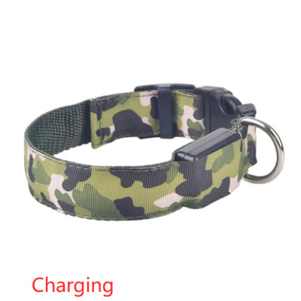 Camouflage LED Luminous Dog Collar – Night Safety Flashing Pet Collar with Adjustable Light Modes