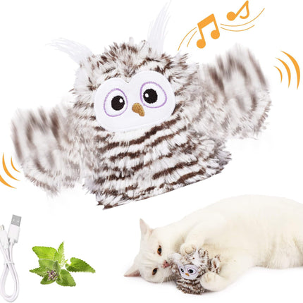 Interactive Flapping Bird Cat Toy – USB Rechargeable Plush Bird with Sound for Indoor Cats