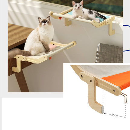 Cat Hanging Window Bed Wooden Balcony Hammock – Wall & Window Mounted Cat Bed