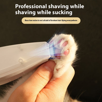 USB Rechargeable Pet Hair Suction Shaver with Vacuum Cleaner, Low Noise Grooming Trimmer for Cats & Dogs