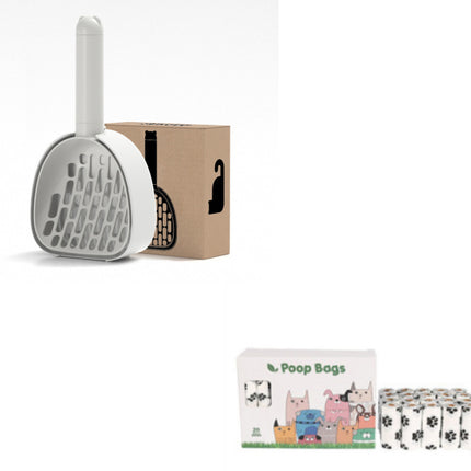 Cat Litter Scoop with Hidden Garbage Bag Storage & Base – Durable ABS Litter Shovel with Wall Mount