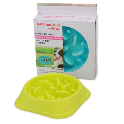 Anti-Choke Dog Bowl Slow Feeder Plastic Pet Bowl Healthy Eating Dish