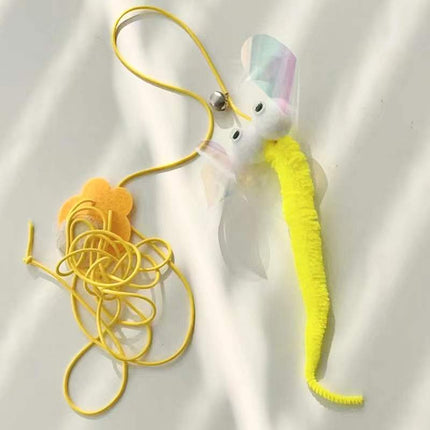 Telescopic Hanging Swing Cat Toy with Feather & Plush Balls | Interactive Self-Play Rope Mouse Toy