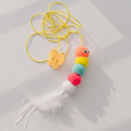 Telescopic Hanging Swing Cat Toy with Feather & Plush Balls | Interactive Self-Play Rope Mouse Toy