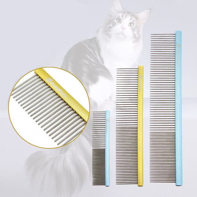 Goldpets Professional Stainless Steel Pet Grooming Comb | Fine-Tooth Shedding & Deshedding Comb for Dogs & Cats