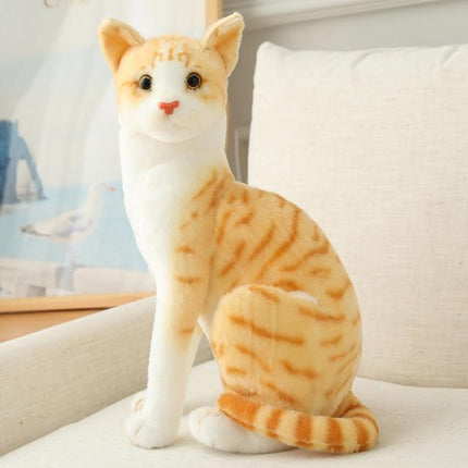 Realistic Cat Plush Toy Soft Stuffed Animal Decorative Cat Doll