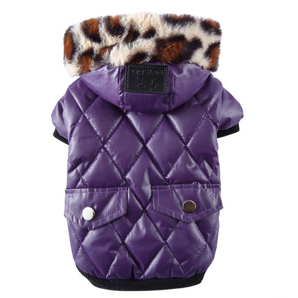 Cross-Border Pet Clothes Dog Coat with Fur Collar | Autumn Winter Warm Pet Dog Clothing