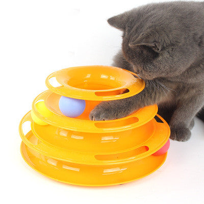 Interactive 4-Layer Cat Turntable Ball Track Toy – Multi-Level Puzzle & Play Tower