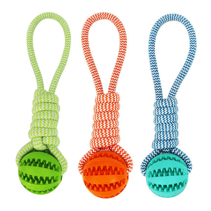 Dog Rope Chew Toy with Rubber Ball – Interactive Bite-Resistant Tooth Cleaning Toy for Small & Medium Dogs