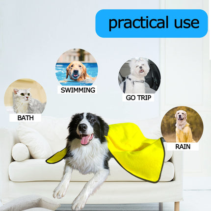 Super Absorbent Microfiber Dog Drying Towel – Quick-Drying Pet Bath Towel for Dogs & Cats (Yellow)