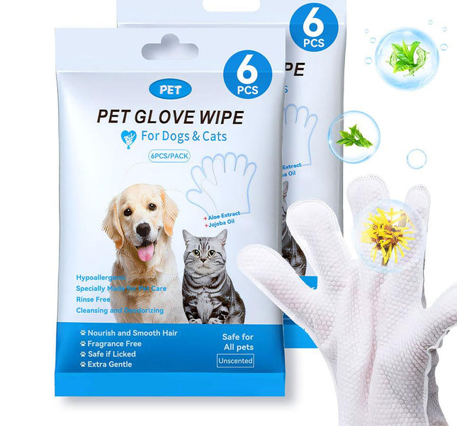 Pet Grooming Glove Wipes for Dogs & Cats – Disposable Dry Cleaning Gloves for Easy Pet Hygiene