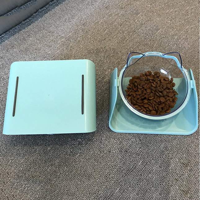 Adjustable Pet Cat Bowl | 15° Tilted Double Food & Water Feeder for Cats and Small Dogs
