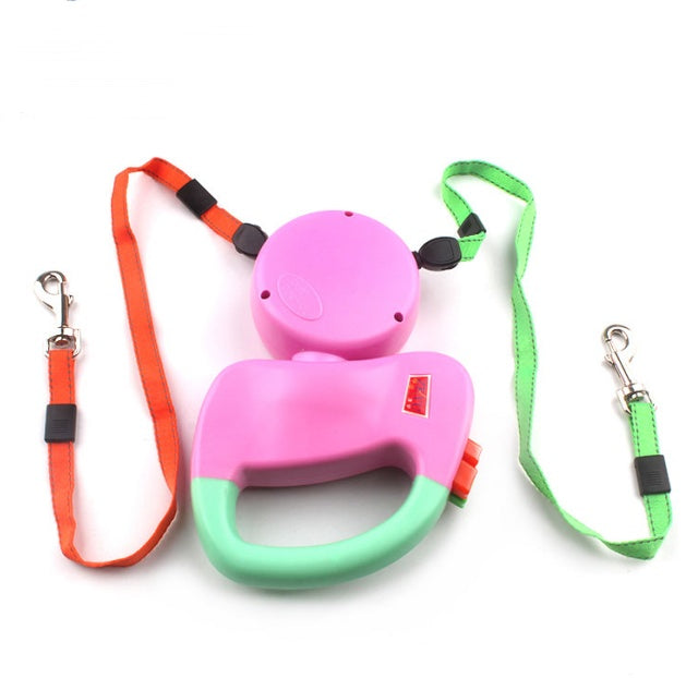 Retractable Dual Pet Dog Walking Leash Automatic Nylon Traction Rope for Dogs