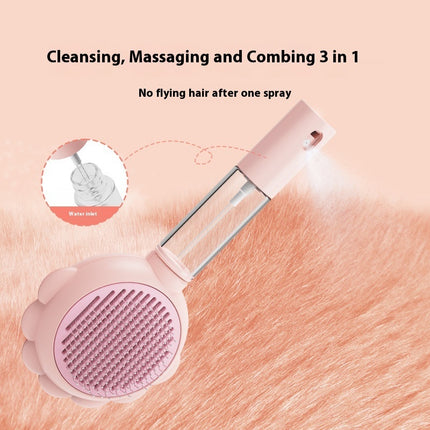 2 in 1 Self-Cleaning Cat Grooming Brush with Spray Hair Remover Comb