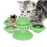 Cat Rotating Windmill Interactive Toy with Suction Base, Catnip & Teeth Grinding Balls