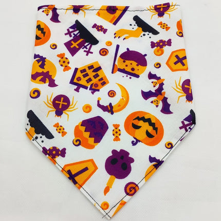 Halloween Pet Bandana Triangle Scarf for Dogs & Cats, Polyester Saliva Towel with Festive Prints