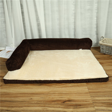 Corduroy Pet Dog Bed – High-Density Sponge Sofa, Non-Slip Soft Couch for Small to Large Dogs