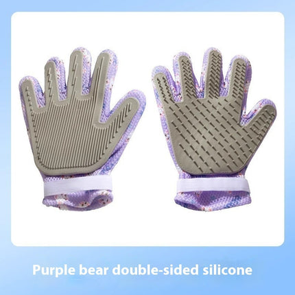 Double-Sided Silicone Cat Petting & Bath Grooming Gloves – Hair Removal Massage Glove (Left & Right Hand)