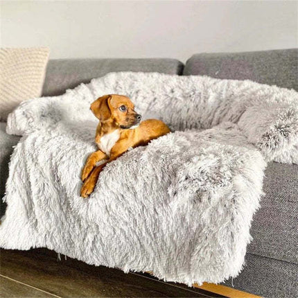 Soft Plush Fluffy Dog Bed Sofa | Comfortable Washable Pet Sleeping Cushion for Small & Large Dogs
