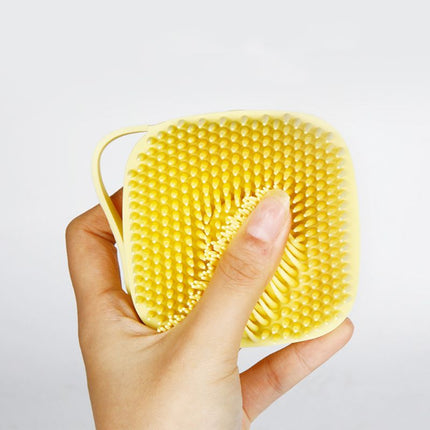 Soft Silicone Bristles Pet Bath Brush with Shampoo Dispenser – Cat & Dog Grooming Scrubber