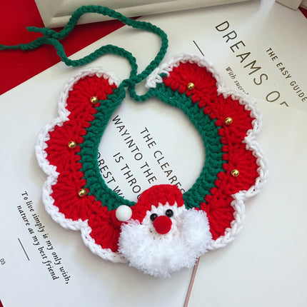 Handwoven Wool Christmas Pet Collar – Festive Knit Holiday Neck Accessory for Dogs & Cats