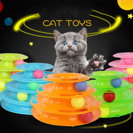 Interactive 4-Layer Cat Turntable Ball Track Toy – Multi-Level Puzzle & Play Tower