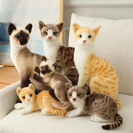 Realistic Cat Plush Toy Soft Stuffed Animal Decorative Cat Doll