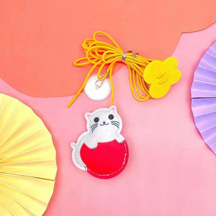 Telescopic Hanging Swing Cat Toy with Feather & Plush Balls | Interactive Self-Play Rope Mouse Toy