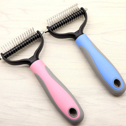 Double-Sided Dog Knot Comb for Long-Haired Dogs – Stainless Steel Deshedding & Dematting Grooming Tool