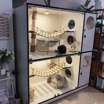 Wall-Mounted Cat Bridge Furniture – Pine Wood & Sisal Hanging Climbing Walkway for Cats